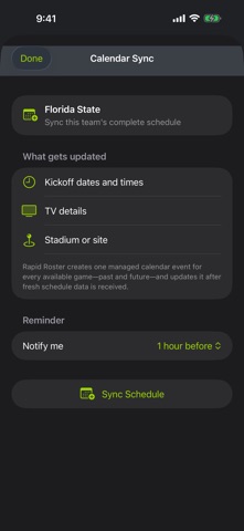 FSU Football Schedules iPhone screenshot