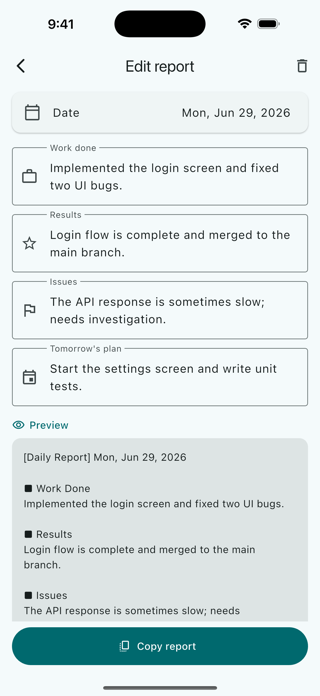 Nippo: Daily Report Maker Screenshot 4 of 6