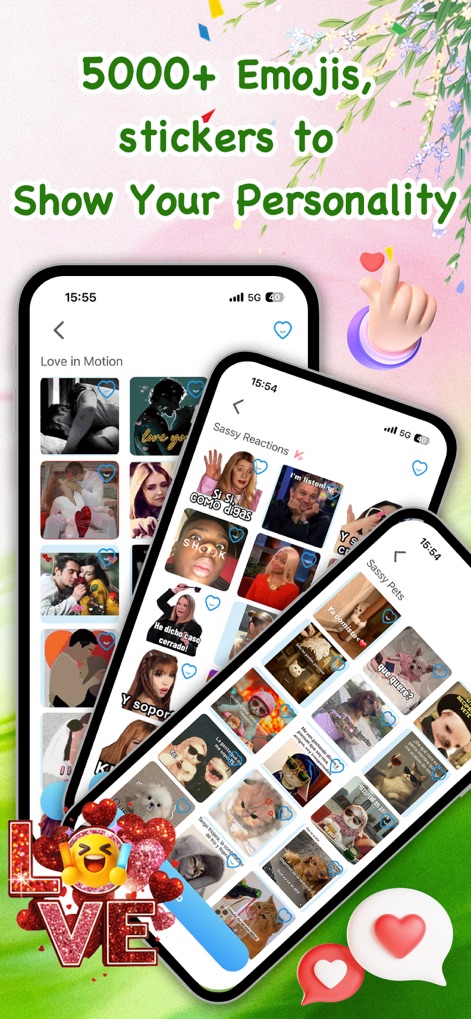 Meme Maker Pro-Stickers&Emoji - Découvrez une vaste bibliothèque de plus de 5000 emojis et stickers classés par thèmes expressifs tels que 'Sassy Reactions', permettant d'affirmer pleinement sa personnalité dans chaque conversation.