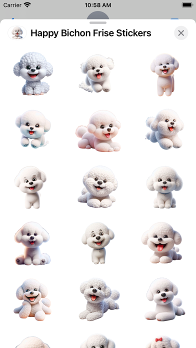 Screenshot 1 of Happy Bichon Frise Stickers App