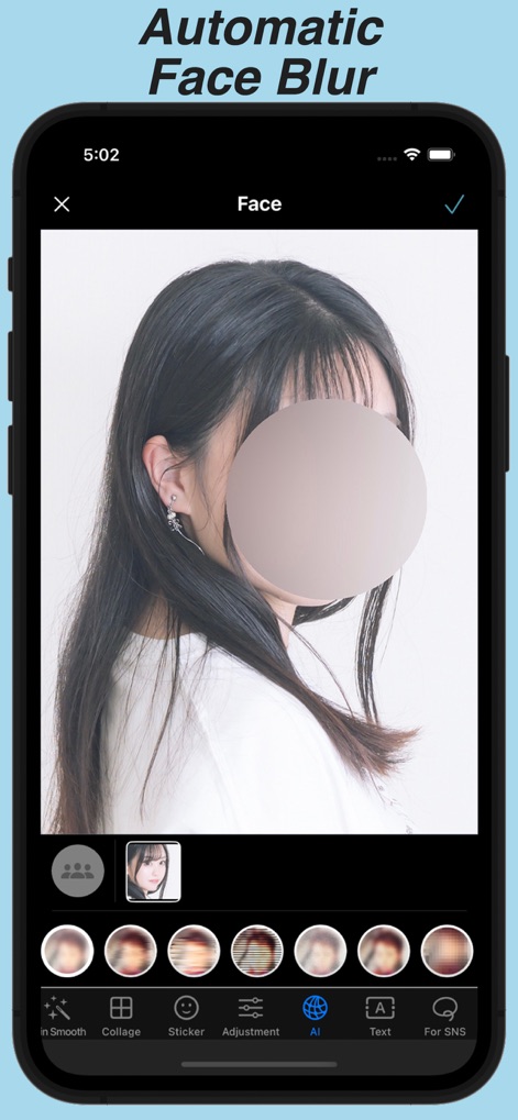 Blur Photo & Mosaic - The app intelligently detects faces, applying an automatic, smooth blur to protect identities instantly and efficiently.
