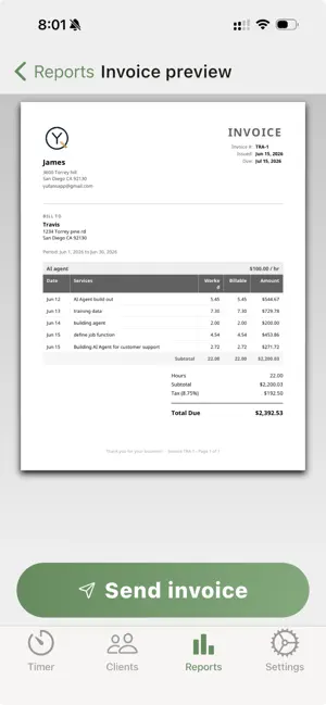 Tally: Billable Hours screenshot 2