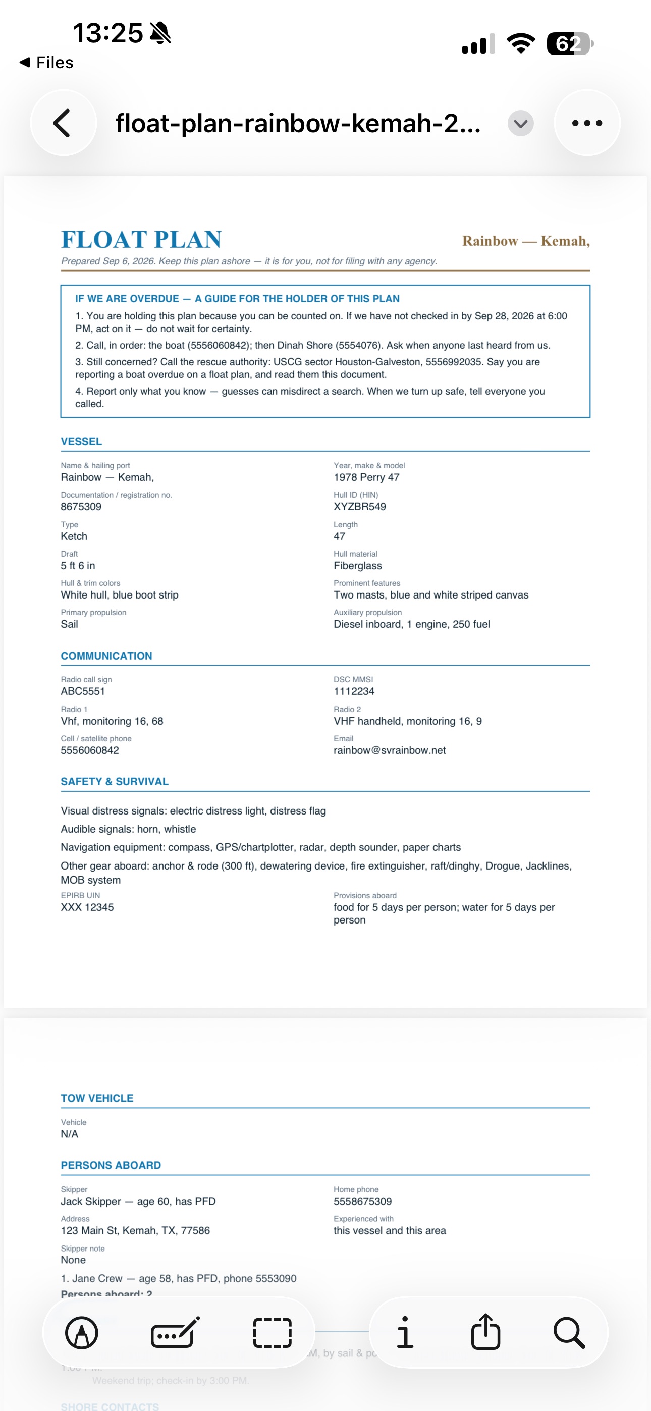 Screenshot 8 of Rainbow's End Float Plan
