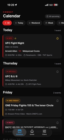 The Fight Calendar screenshot