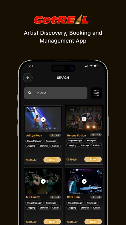 GetREAL-Artist Booking App