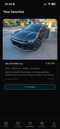 Screenshot von DealAlert.ai auf dem iPhone 5
