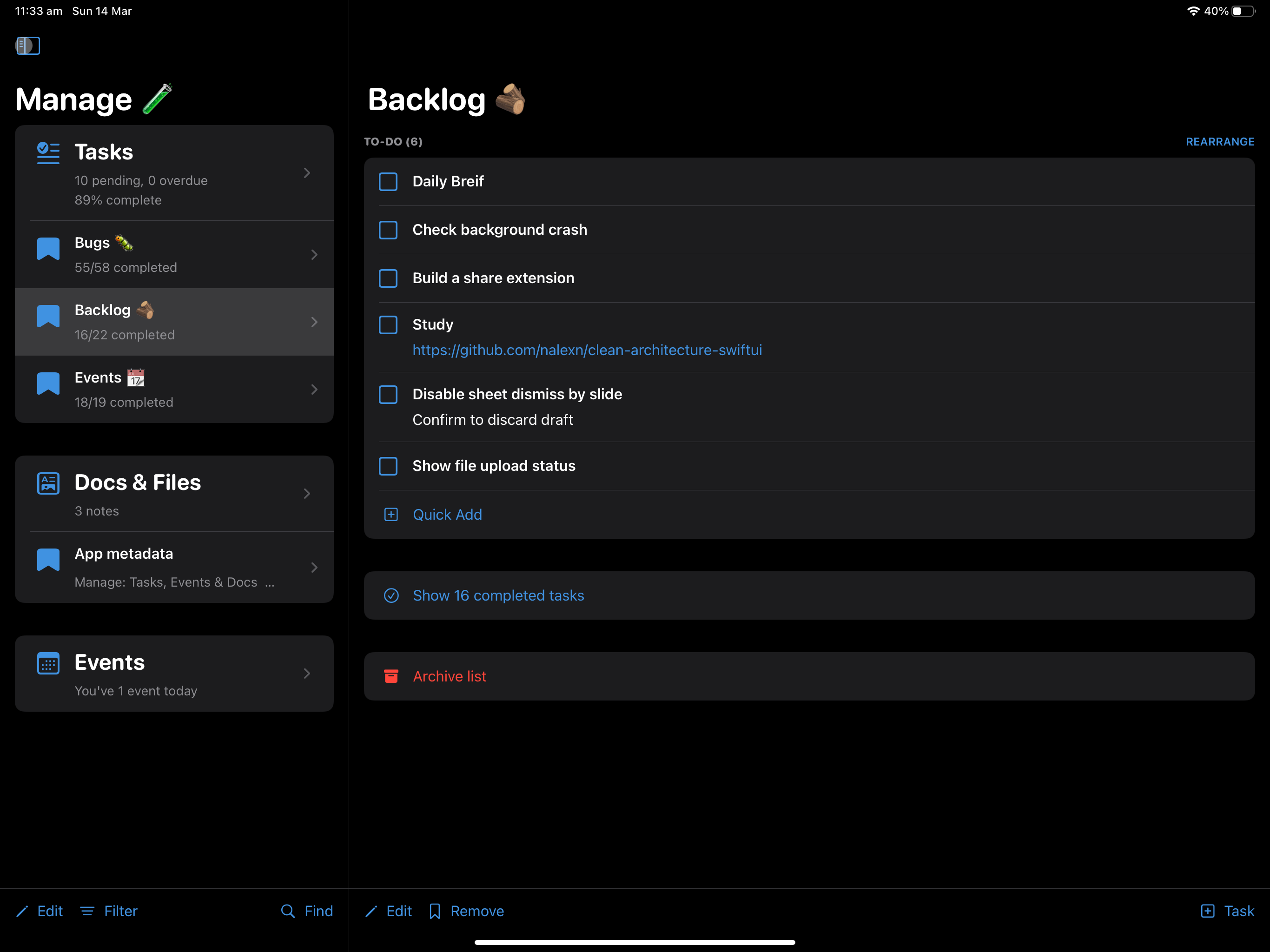 Manage: Tasks, Docs & Events screenshot 12