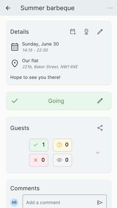Screenshot #6 for Gather: A simple event planner