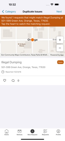 Orange, Texas 311 iPhone screenshot