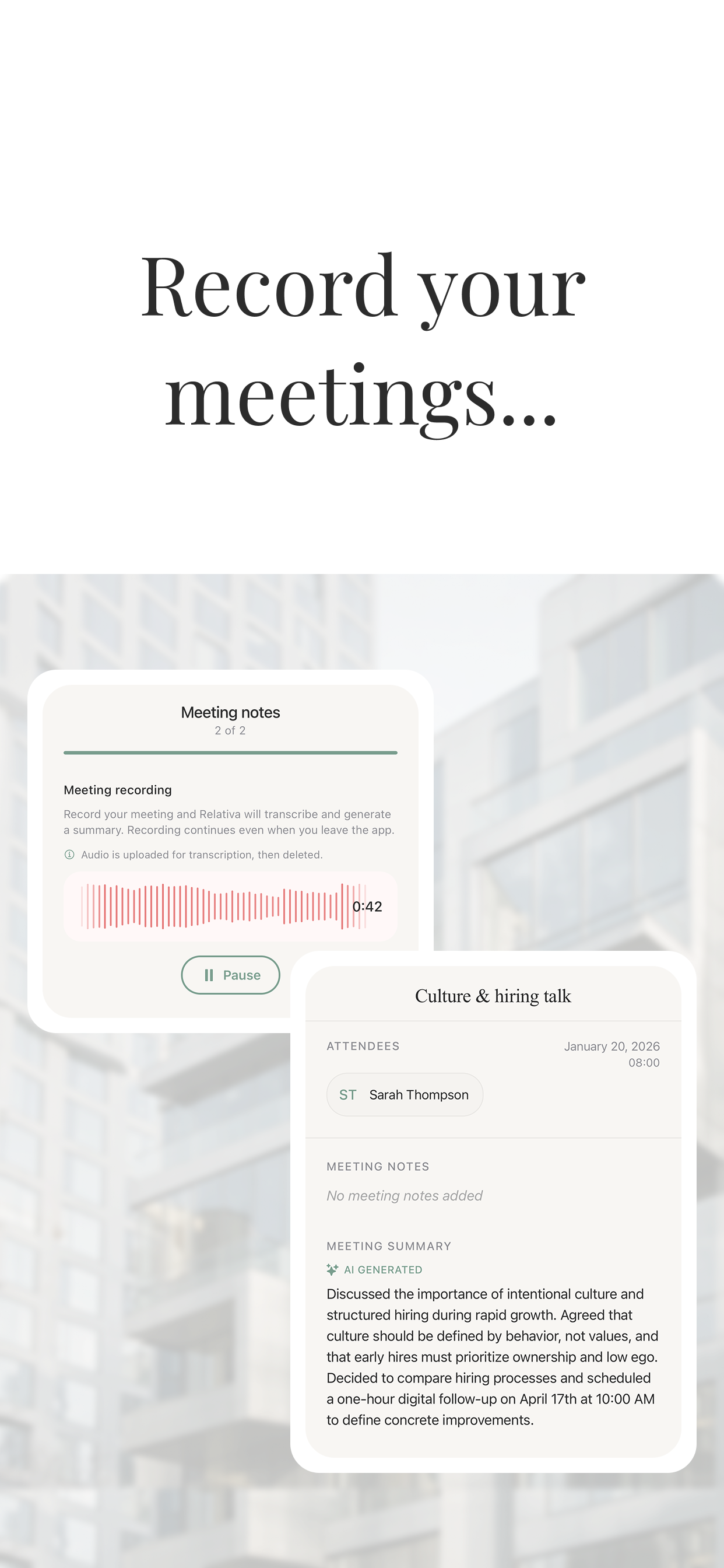 Relativa: Contacts & Meetings