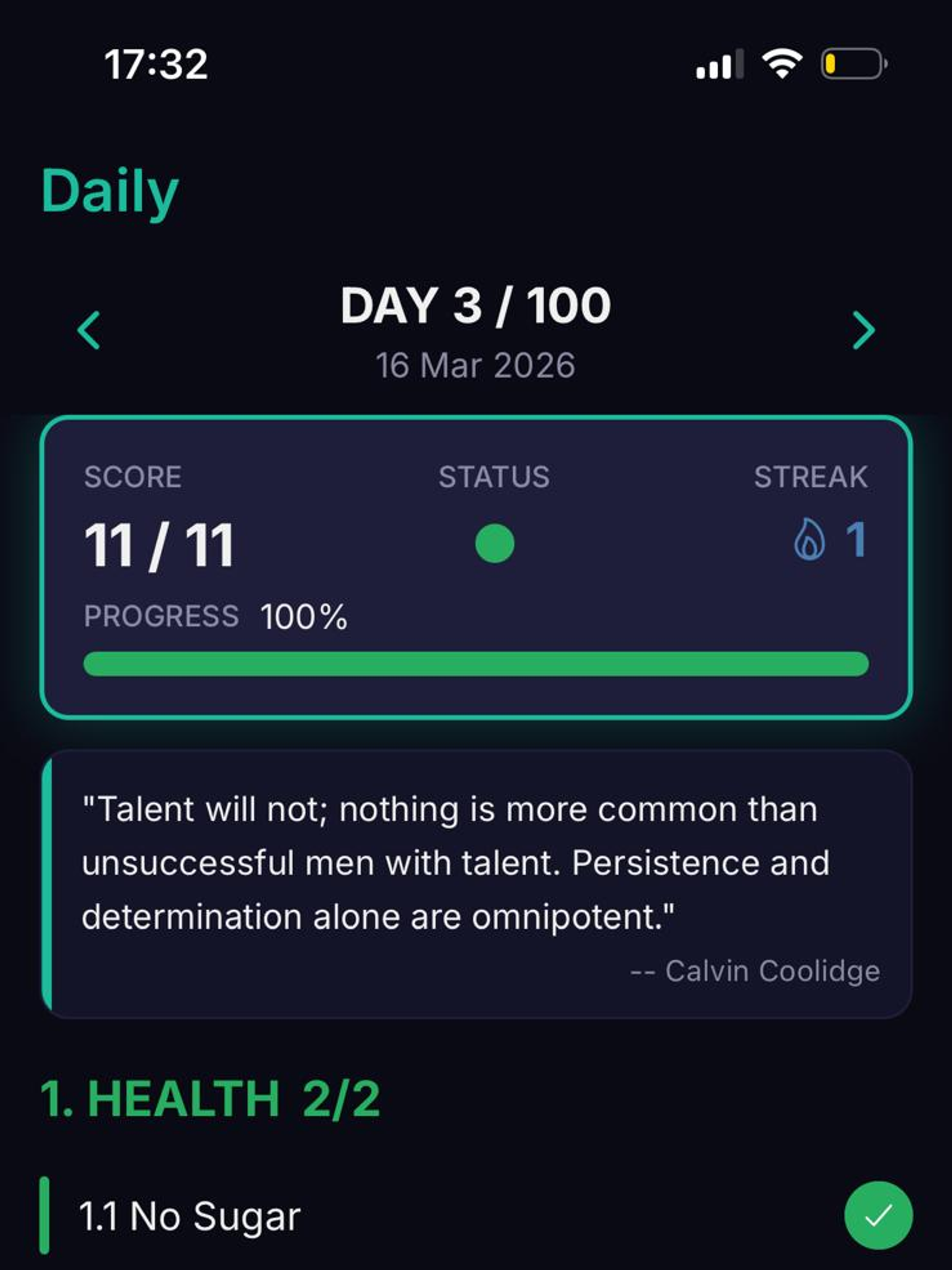 100 Days of Discipline