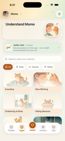 MomoMind: Cat Health Tracker iPhone screenshot
