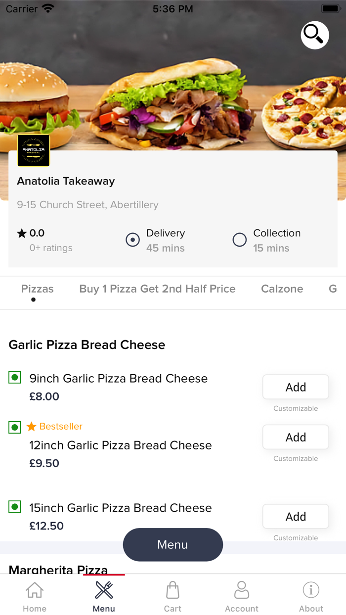 Anatolia Takeaway Online