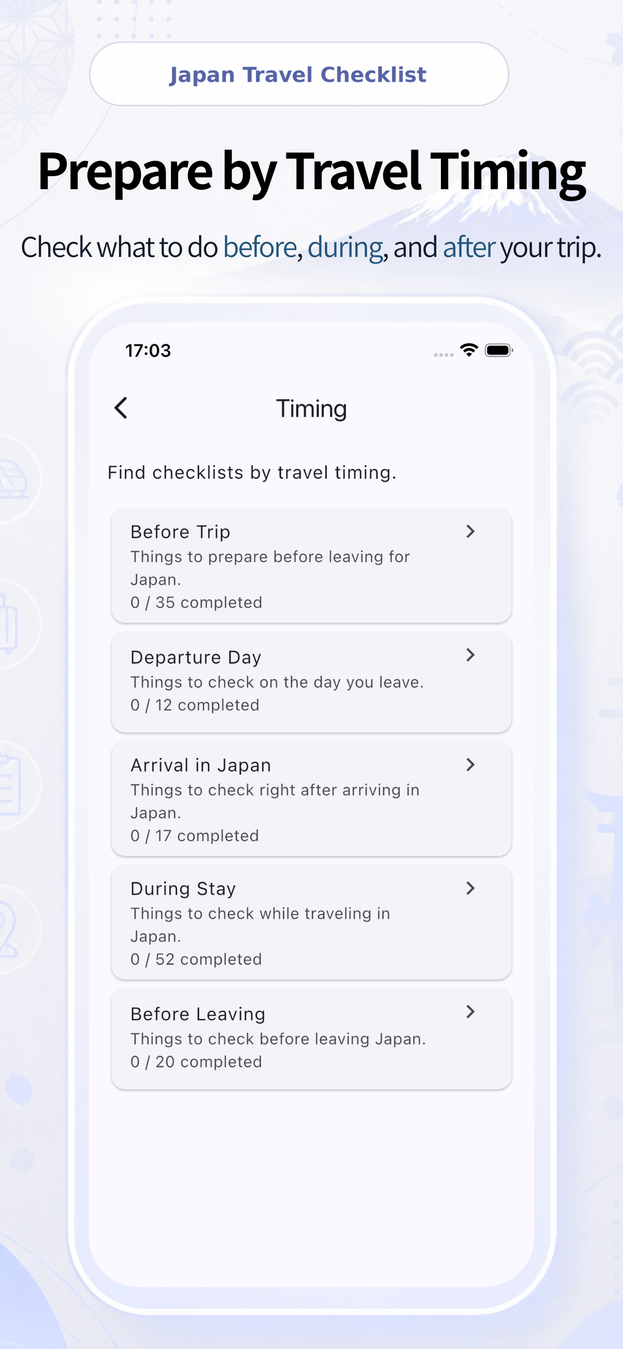 Japan Trip Checklist screenshot 2