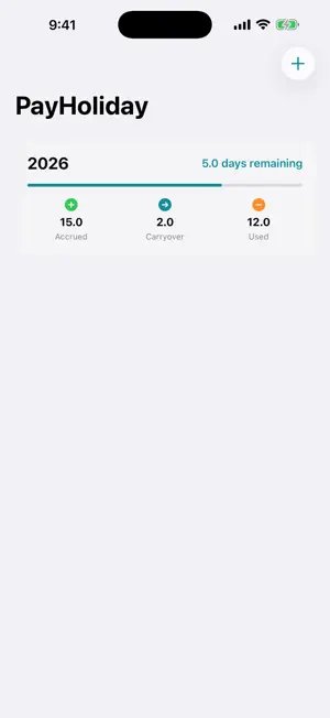 PayHoliday PTO Tracker screenshot 1