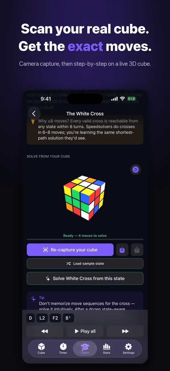 Screenshot #2 pour Cube Coach: 3x3 Solver & Timer