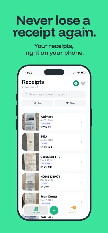 ReFound – Receipts & Refunds screenshot 1 of 7