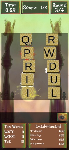 Clockwork word game iPhone screenshot