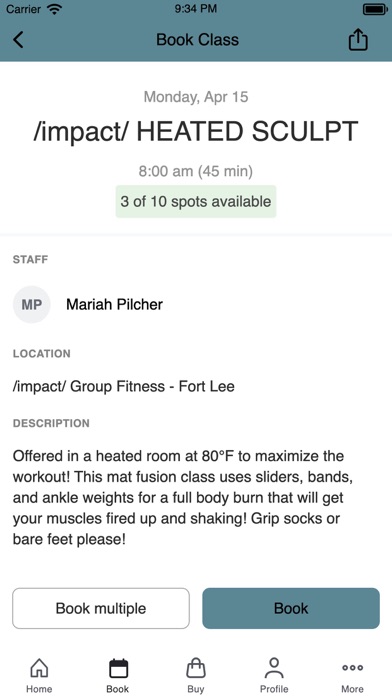 /impact/ Group Fitness Screenshot
