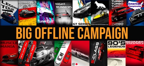 Drift Legends 2: Drifting Game - L'application propose une vaste campagne hors ligne, avec des événements thématiques variés et des défis de ligue pour une progression continue.