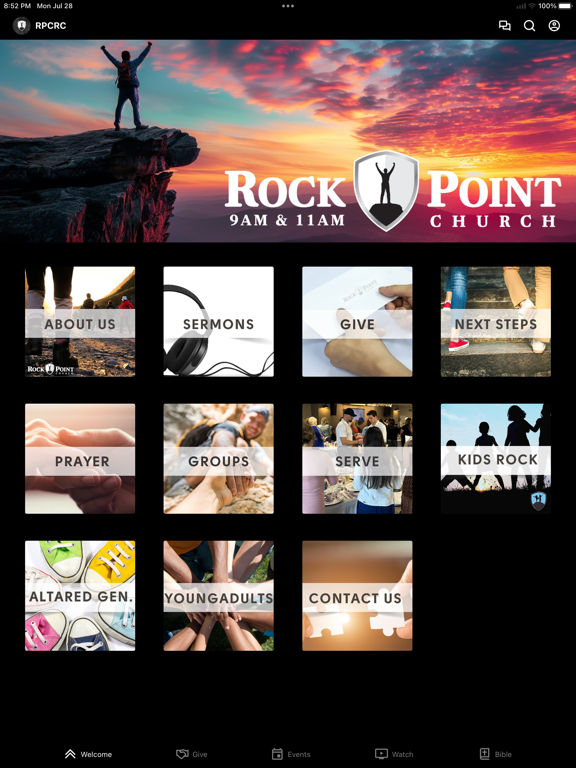 Rock Point Church RC iPad screenshot 1 - Education app
