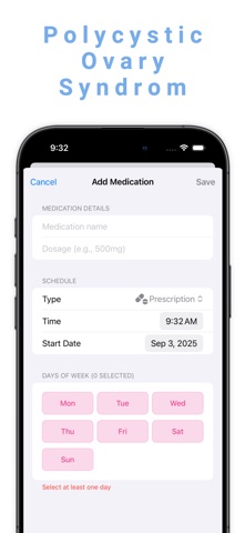 PCOS Symptoms Cycles Tracker iPhone screenshot