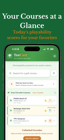 TeeCast: Golf Wind & Weather iPhone screenshot 1