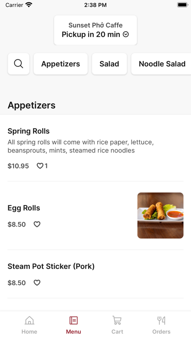 Sunset Phở Caffe iPhone screenshot 2 - Food & Drink app