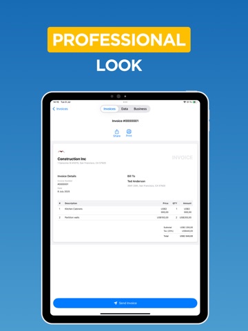 Invoice Maker, Simple Estimate iPad screenshot