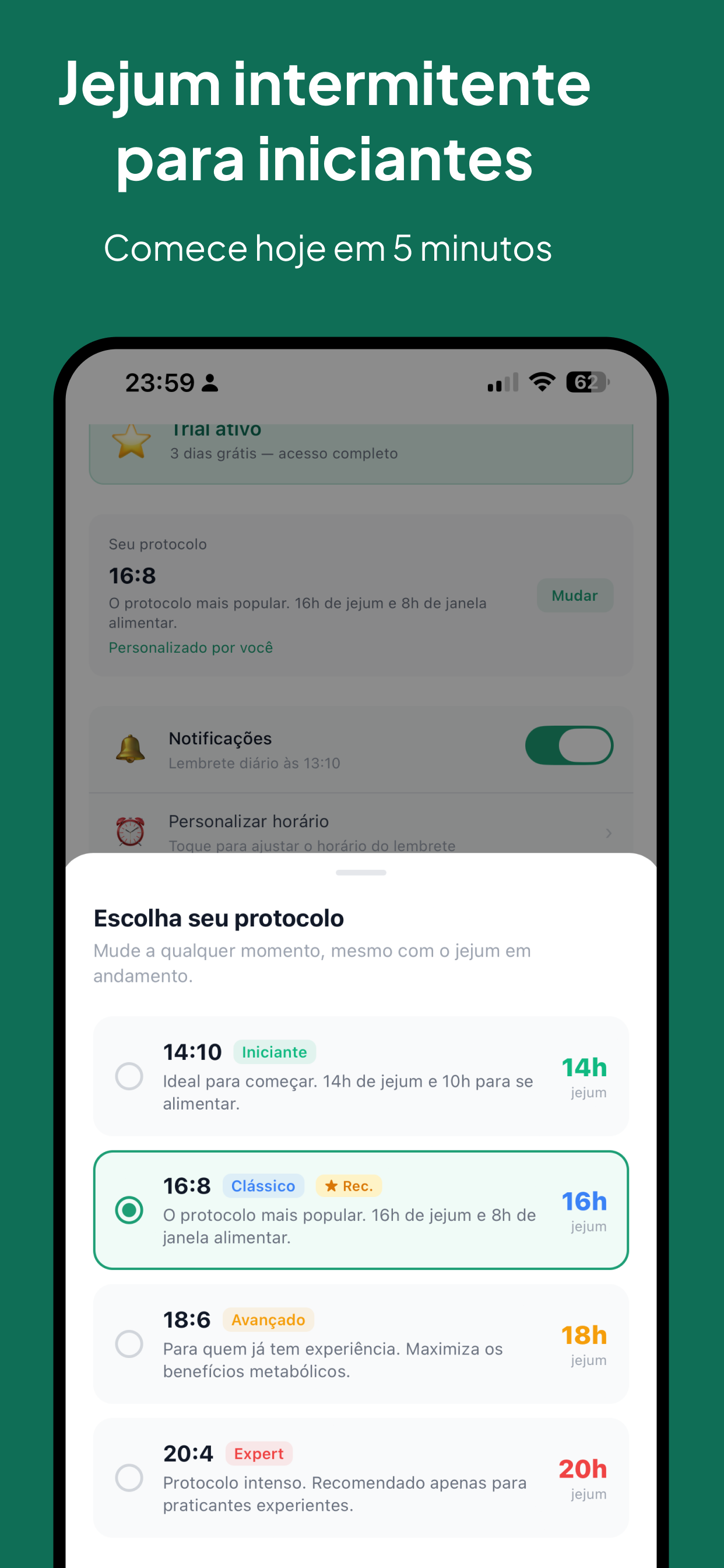 Jejum Intermitente: Timer 168