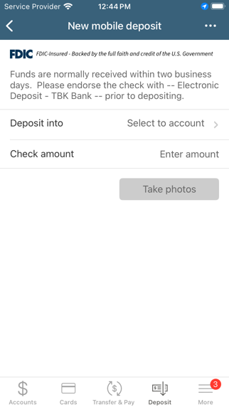 TBK Bank Mobile App Screenshot