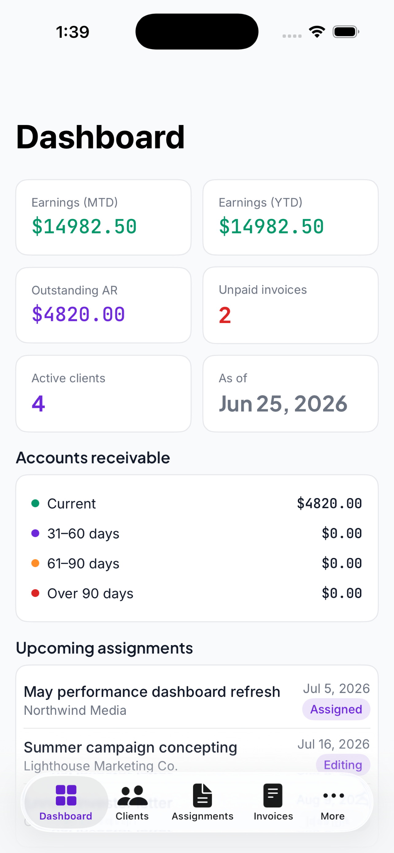 Freelancer Dashboard screenshot 2