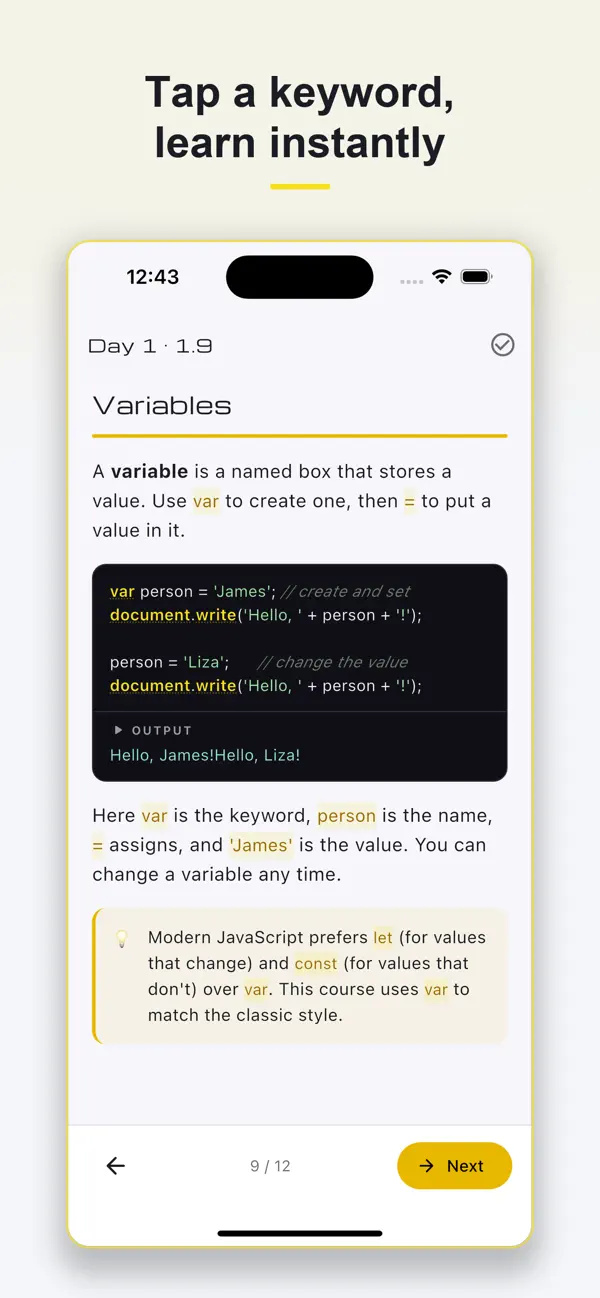 Screenshot #3 pour JavaScript in 5 Days