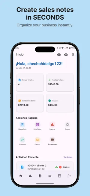 Sales Notes · Notas de Venta screenshot 1