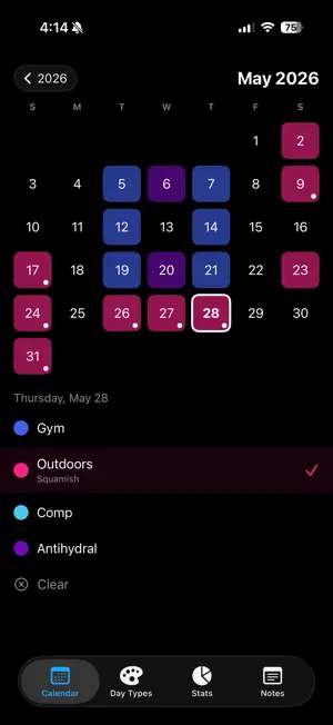 Climbing Calendar screenshot 1