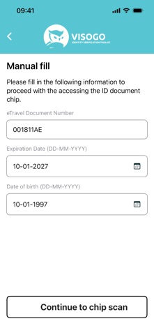 VisoGo (eID document reader) screenshot