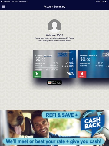 IFCU Credit Card iPad screenshot