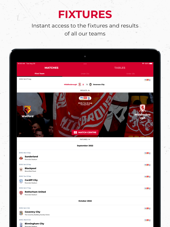 Middlesbrough FC iPad screenshot