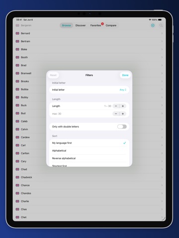 Namehim iPad screenshot