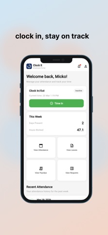 Clock It - Employee Screenshot 1 of 4