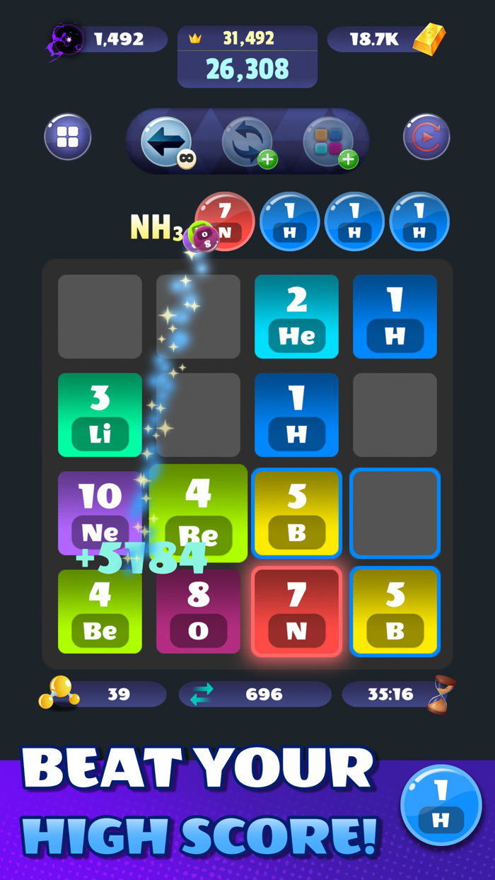 Atomic Tiles Merge Puzzle