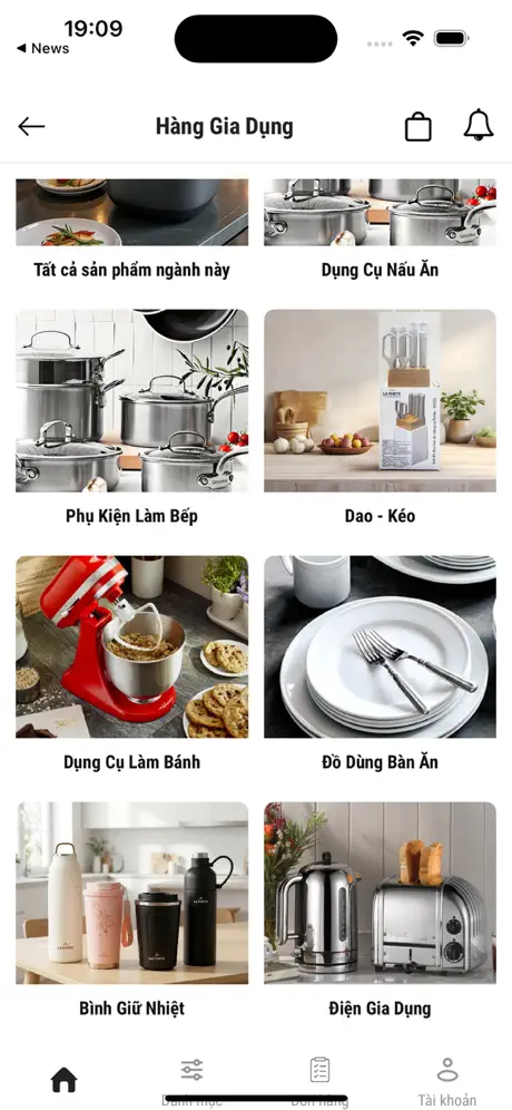 Màn hình tìm kiếm sản phẩm Moriitalia