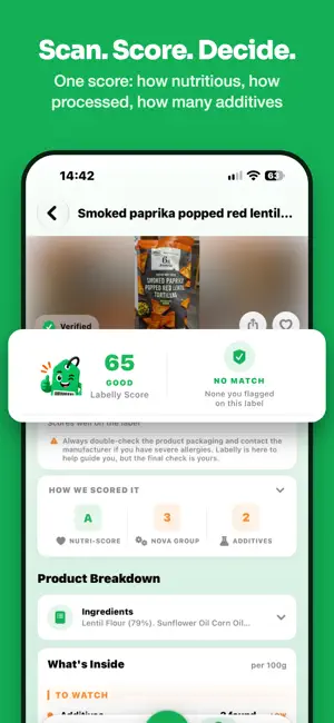 Labelly - Food Scanner & Score screenshot 1