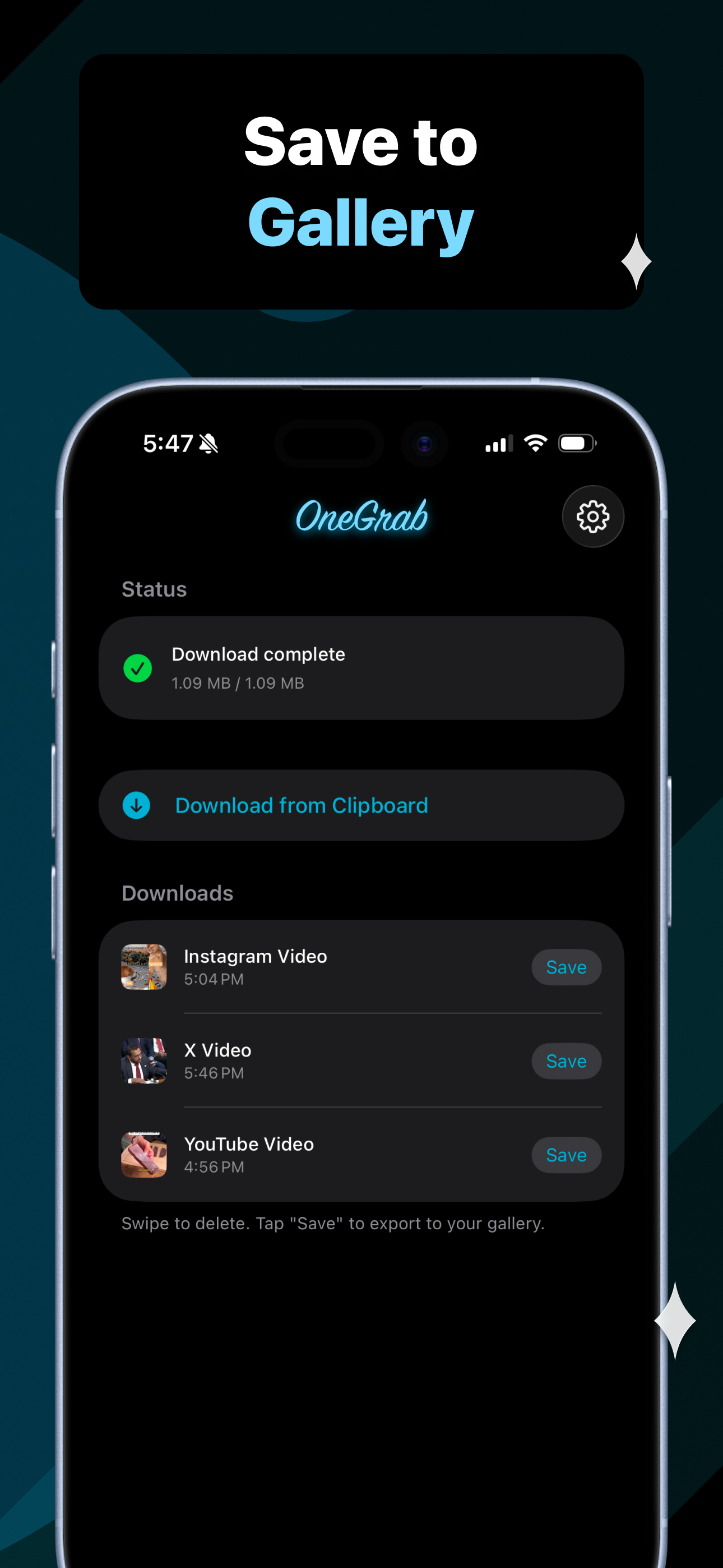 OneGrab: Video Saver