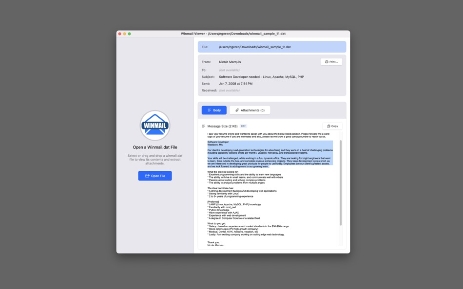 #4. Winmail Viewer (macOS) De: Noel Geren
