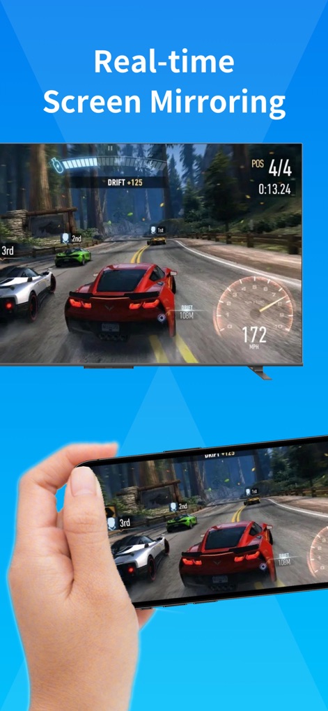 Miracast Screen Mirroring . - Users can enjoy their mobile games on a larger display, seeing the action unfold simultaneously on both the phone and the TV screen for an enhanced viewing experience.