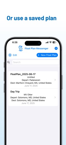 Float Plan Messenger iPhone screenshot