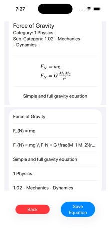 Equation Sheets (with ads) Screenshot 6 of 7