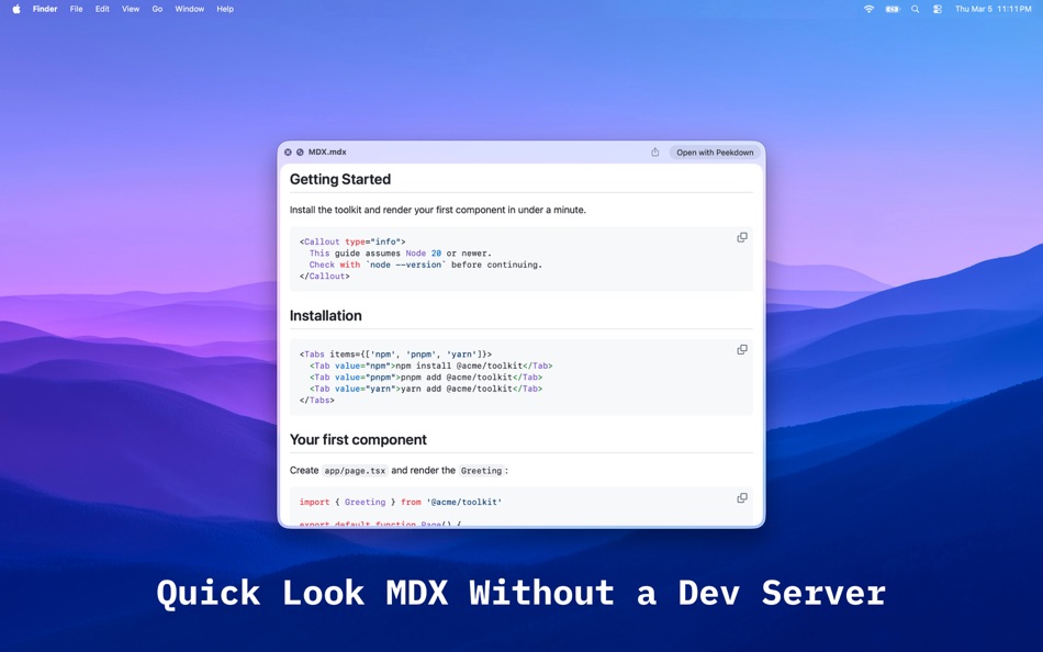 #2. Peekdown (macOS) Ved: Tim Gavin