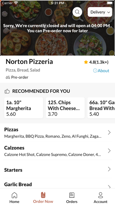 Norton Pizzeria. Screenshot